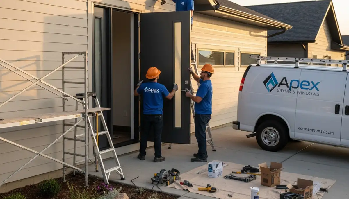 Professional door installation by vinyl-siding experts in Fort Collins, CO home exterior