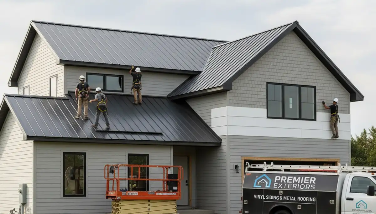 Metal roofing installation on home exterior in Fort Collins, CO by Next Level Exteriors