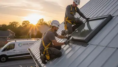 Technician repairing skylight on vinyl siding home in Fort Collins, CO for Next Level Exteriors service page