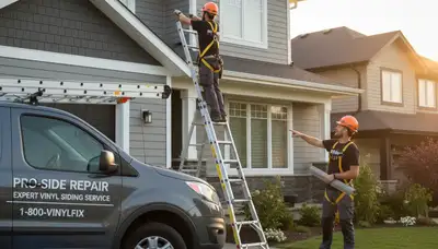 Technician repairing damaged vinyl siding on home exterior in Fort Collins, CO